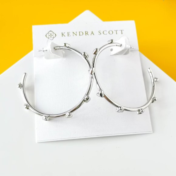 Haven Heart Silver Hoop Earrings by Kendra Scott - Picture 1 of 3